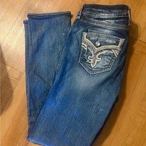 Rock Revival Blue Easy Straight  with Embroidered Pocket 30 x 32